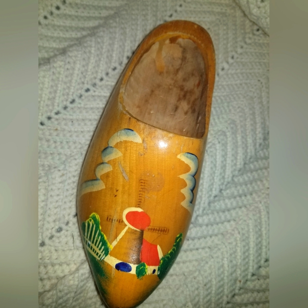 Handcrafted Decorative Wooden Dutch Shoe